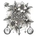 libra constellation, witchy asethetic, lavender flower tattoo design idea