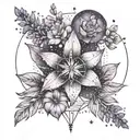 libra constellation, witchy asethetic, lavender flower tattoo design idea