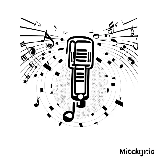 music and microphone tattoo design idea