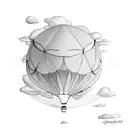 mountain tree hot air balloon sun tattoo design idea