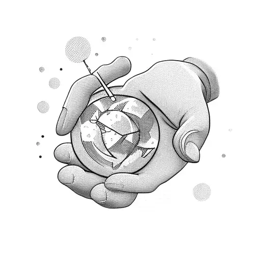 A teacher's hand holding a digital tablet displaying the GOAL Digital Academy logo tattoo design idea