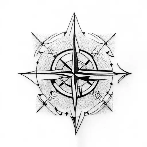 Arrow with compass tattoo design idea