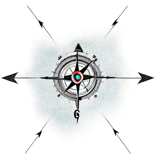 Arrow with compass tattoo design idea