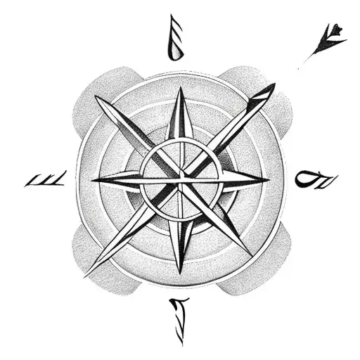 Arrow with compass tattoo design idea