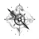 Arrow with compass tattoo design idea