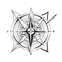 Arrow with compass tattoo design idea