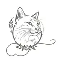 cat remembrance tattoo including paw prints, infinity circle and text Evee tattoo design idea