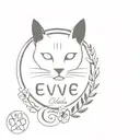 cat remembrance tattoo including paw prints, infinity circle and text Evee tattoo design idea