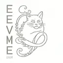 cat remembrance tattoo including paw prints, infinity circle and text Evee tattoo design idea