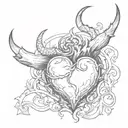 heart with devil horns   tattoo design idea