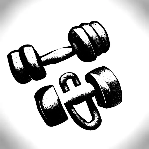 dumbbell, kettlebell tattoo design idea