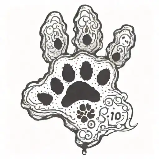 dog's paw print with a name Ben tattoo design idea