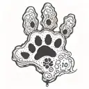 dog's paw print with a name Ben tattoo design idea