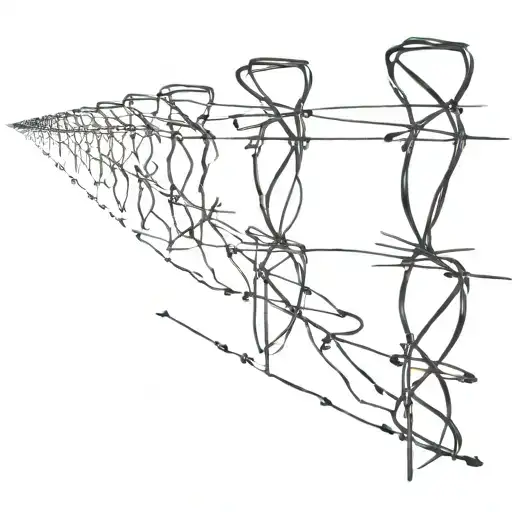 The numbers "6:14", "6:15", and "6:23" written vertically, each enclosed in a coil of barbed wire. tattoo design idea