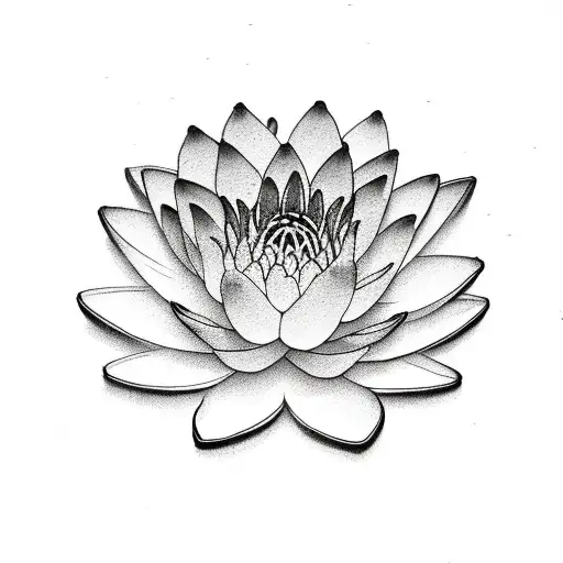 raindrop transforming into water lily tattoo design idea