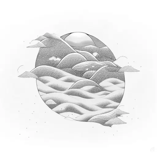  wave, two daughters, beach, sunset tattoo design idea