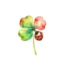 four leaf clover with a ladybug  tattoo design idea