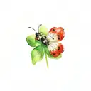 four leaf clover with a ladybug  tattoo design idea