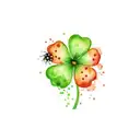 four leaf clover with a ladybug  tattoo design idea