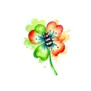 four leaf clover with a ladybug  tattoo design idea