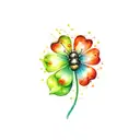 four leaf clover with a ladybug  tattoo design idea