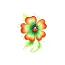 four leaf clover with a ladybug  tattoo design idea