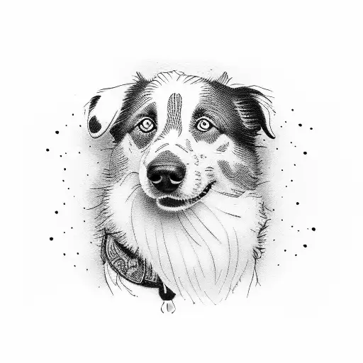Dog border collie tattoo design idea