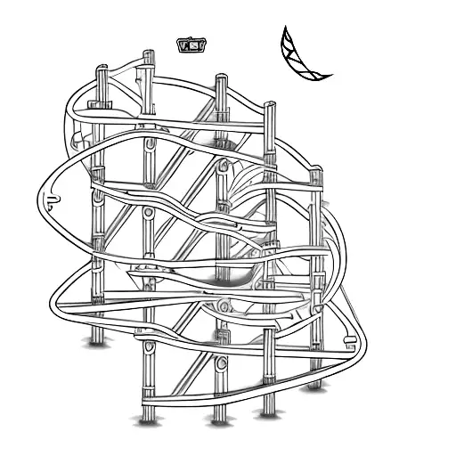 A minimalist tattoo of a roller coaster track forming the shape of a frog with video game symbols incorporated tattoo design idea