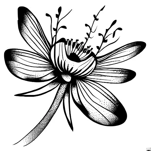 dragonfly and anemoneflowers tattoo design idea
