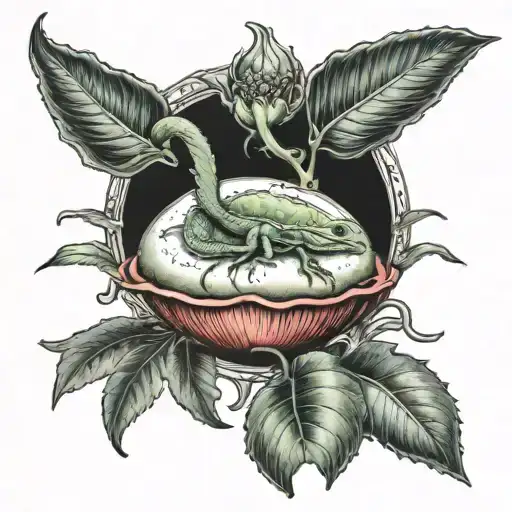 sun venus fly trap tattoo design idea