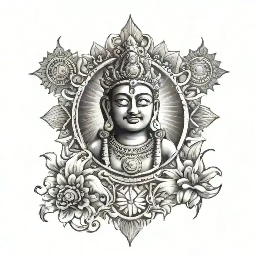 lord surya bhan with sun tattoo design idea