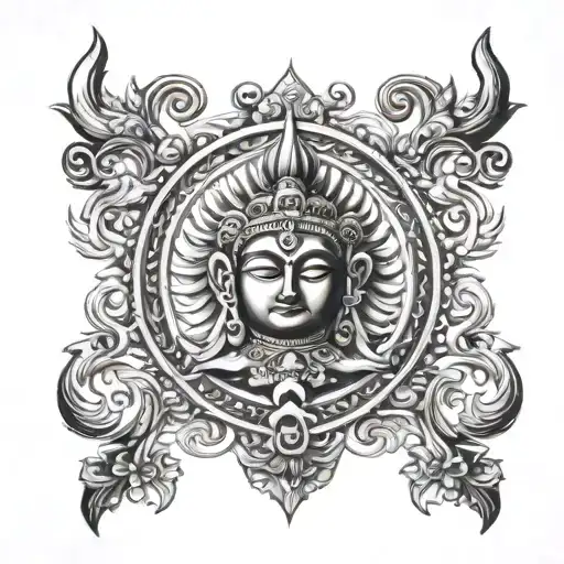 lord surya deva symbol tattoo design idea