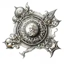 sun venus pentagon pattern facing tattoo design idea