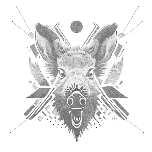 boar forest tattoo design idea