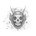 cuervo con ciudad de fondo tattoo design idea