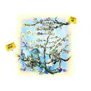 van gogh almond blossom with a square and circle behind it tattoo design idea