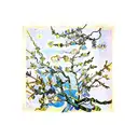 van gogh almond blossom with a square and circle behind it tattoo design idea