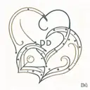 A minimalist design of a binary code pattern forming the shape of a heart, with the initials 'D' and 'S' subtly hidden within the code, symbolizing your love for your children Daniel and Sofia tattoo design idea