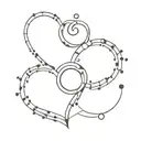 A minimalist design of a binary code pattern forming the shape of a heart, with the initials 'D' and 'S' subtly hidden within the code, symbolizing your love for your children Daniel and Sofia tattoo design idea