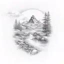 mountain river tattoo design idea