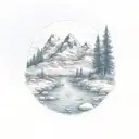 mountain river tattoo design idea