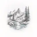 mountain river tattoo design idea