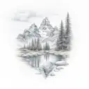 mountain river tattoo design idea