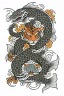 dragon koi fish and tiger tattoo design idea