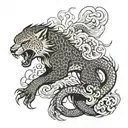 cheetah eagle and dragon breathing fire tattoo design idea