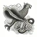 cheetah eagle and dragon breathing fire tattoo design idea