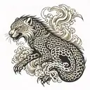 cheetah eagle and dragon breathing fire tattoo design idea
