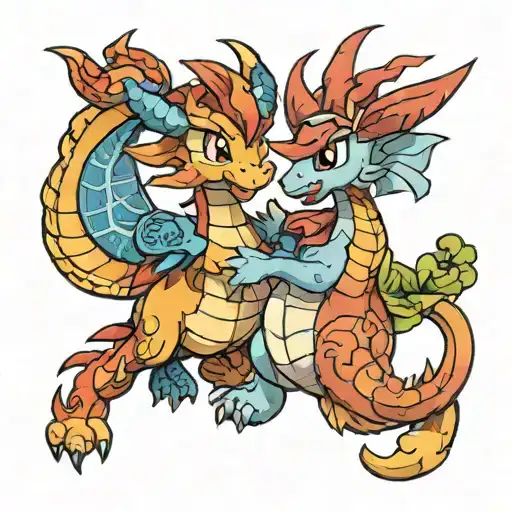 pokemon keldeo and dragonite tattoo design idea