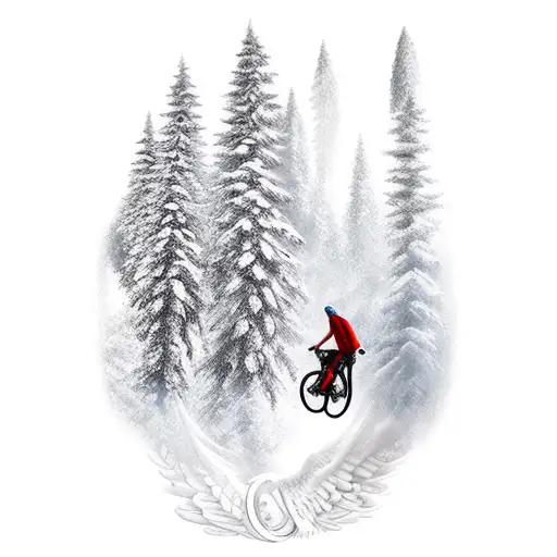 lebanese cedar tree with mountain biking. wings og an eagle tattoo design idea