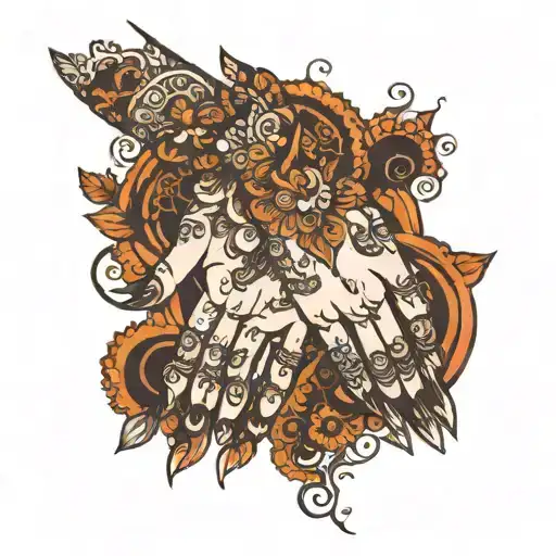 sexy henna style on hands tattoo design idea